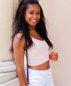 Nikibiki Women's Clothing Light Pink Spaghetti Strap Cropped Tank