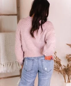 Eesome Women's Clothing Baby Pink Pom Pom Textured Sweater