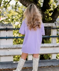 Vintage Distressed Women's Clothing Back With A Bang Purple Graphic Tee