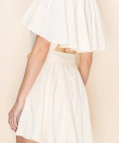 HYFVE Women's Clothing Backless Ruffle Front Tie Romper - Off White