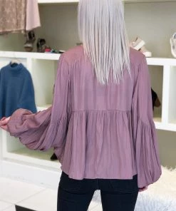 Mustard Seed Hay Rides Balloon Sleeve Babydoll Top - Mauve 7 Mustard Seed Hay Rides Balloon Sleeve Babydoll Top - Mauve