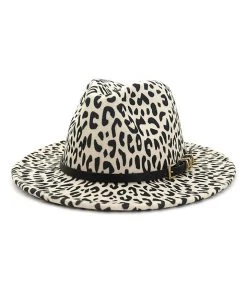 ACCITY Beige Leopard Print Panama Hat
