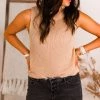 Le Lis Beige Sleeveless Turtle Neck Knit Top Women's Clothing