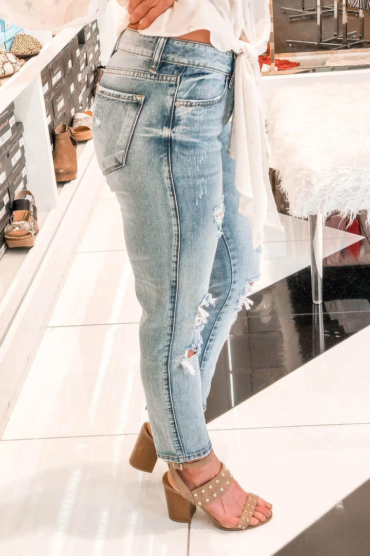 Kan Can Benny Mid Rise Girlfriend Jeans - Light Wash Women's Clothing 5 Kan Can Benny Mid Rise Girlfriend Jeans - Light Wash Women's Clothing