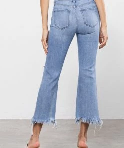 Hidden Women's Clothing Beverly Distressed Hem Cropped Flare Jeans