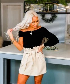 Le Lis Women's Clothing Black Cutout One Shoulder Knit Top