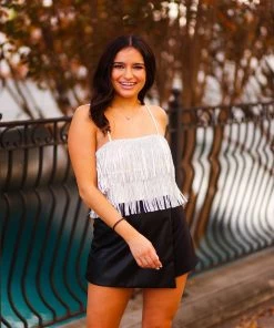 Do + Be Black Faux Leather Mini Skort