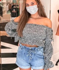 In The Beginning Black Floral Smocked Long Puff Sleeve Top