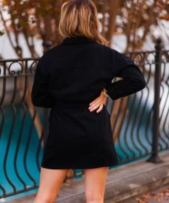 Le Lis Black Fringe Utility Mini Dress