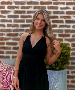 HYFVE Black Halter Neck Sun Dress