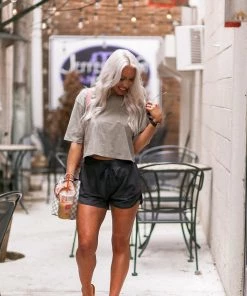 Mono B Women's Clothing Black High Waisted Athletic Shorts