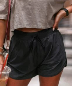 Mono B Women's Clothing Black High Waisted Athletic Shorts