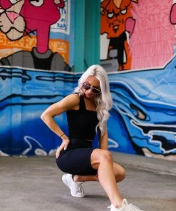 Mono B Women's Clothing Black High Waisted Leopard Biker Shorts