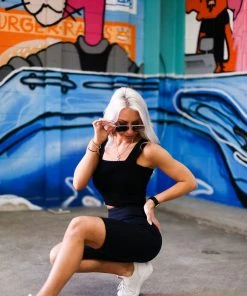 Mono B Women's Clothing Black High Waisted Leopard Biker Shorts