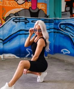 Mono B Women's Clothing Black High Waisted Leopard Biker Shorts