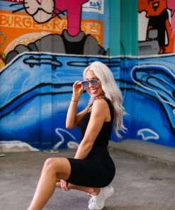 Dynamic Fashion Women's Clothing Black Thick Strap Ribbed Cropped Tank Top