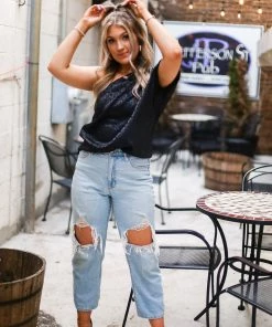 Entro Women's Clothing Black Leopard Silk One Shoulder Top