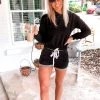 Reflex Black Drawstring Waist Lounge Shorts