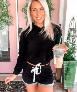 Reflex Black Drawstring Waist Lounge Shorts