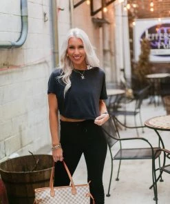 Mono B Black Mesh Back Tie Athletic Crop Top