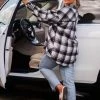 Eesome Black Mixed Plaid Button Down Flannel Women's Clothing
