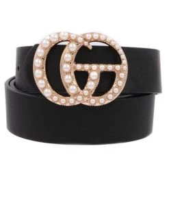 Art Box Black Pearl Studded G Belt Women's Clothing
