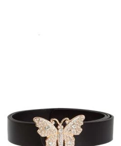 Icco Black Rhinestone Butterfly Belt Women's Clothing