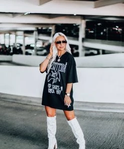 Vintage Distressed Black Rhinestone Star Band Tee