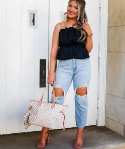 Do + Be Black Ruffle Tube Top