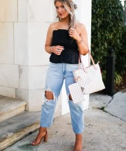 Do + Be Black Ruffle Tube Top