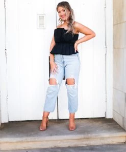 Do + Be Black Ruffle Tube Top