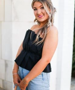 Do + Be Black Ruffle Tube Top