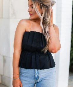 Do + Be Black Ruffle Tube Top