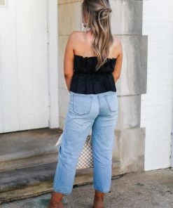 Do + Be Black Ruffle Tube Top