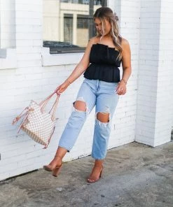 Do + Be Black Ruffle Tube Top