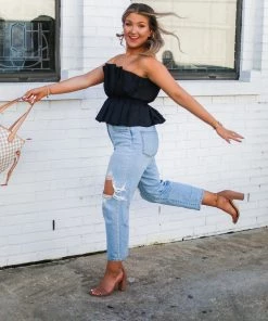 Do + Be Black Ruffle Tube Top