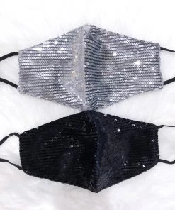 Hana Black Sequin Face Mask