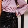 Do + Be Women's Clothing Black Sequin Wrap Mini Skirt