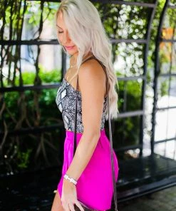 TCEC Magenta Pink Asymmetrical Skort Women's Clothing