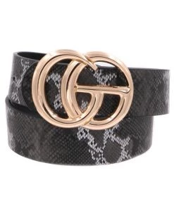 Art Box Women's Clothing Black Snakeskin Faux Leather G Belt