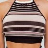 Le Lis Black Striped Halter Neck Knit Top