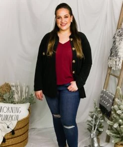 HYFVE Women's Clothing Black Velvet Button Down