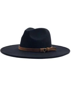 ACCITY Black Wide Brim Panama Hat Women's Clothing