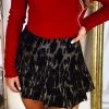 Do + Be Women's Clothing Black And Gold Patterned Ruffle Mini Skirt