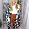 HYFVE Black And White Plaid Fringe Shawl Outerwear