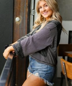 POL Black And White Striped Pullover Women's Clothing