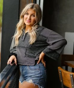 POL Black And White Striped Pullover Women's Clothing