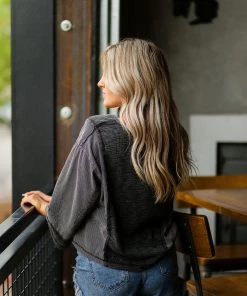 POL Black And White Striped Pullover Women's Clothing