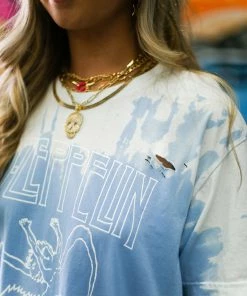 Vintage Distressed Women's Clothing Bleached Distressed Led Zep Band Tee