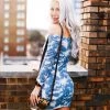 Blue Blush Women's Clothing Blue And White Tie Dye Ruched Mini Dress
